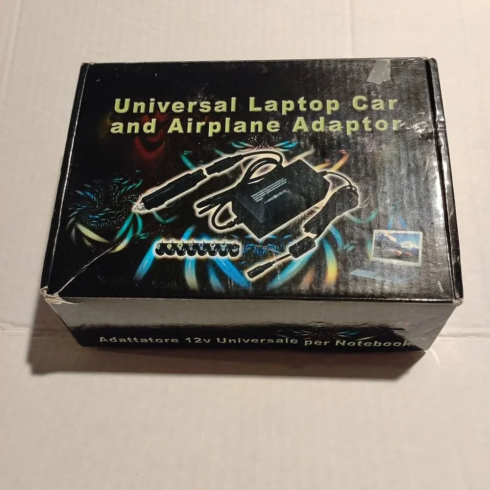 Universal 12V Laptop Car & Airplane Adapter With Multiple Tips-VTG-NEW
